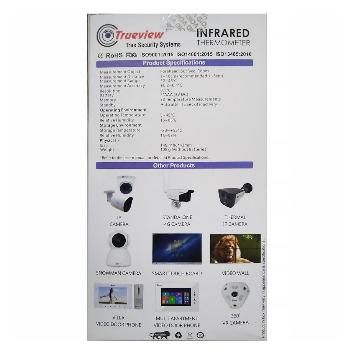 Trueview Infrared Thermometer Model-i413, 1 Count, Pack of 1 Trueview Infrared Thermometer Model-i413, 1 Count, Pack of 1