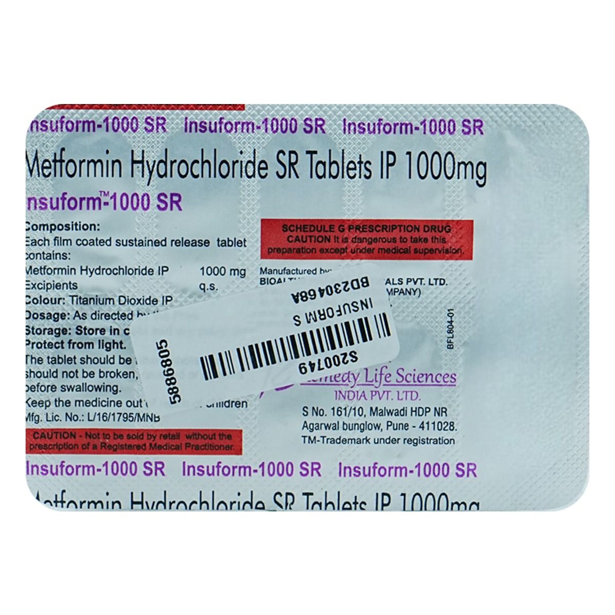 Buy Insuform SR 1000 mg Tablet 10's Online