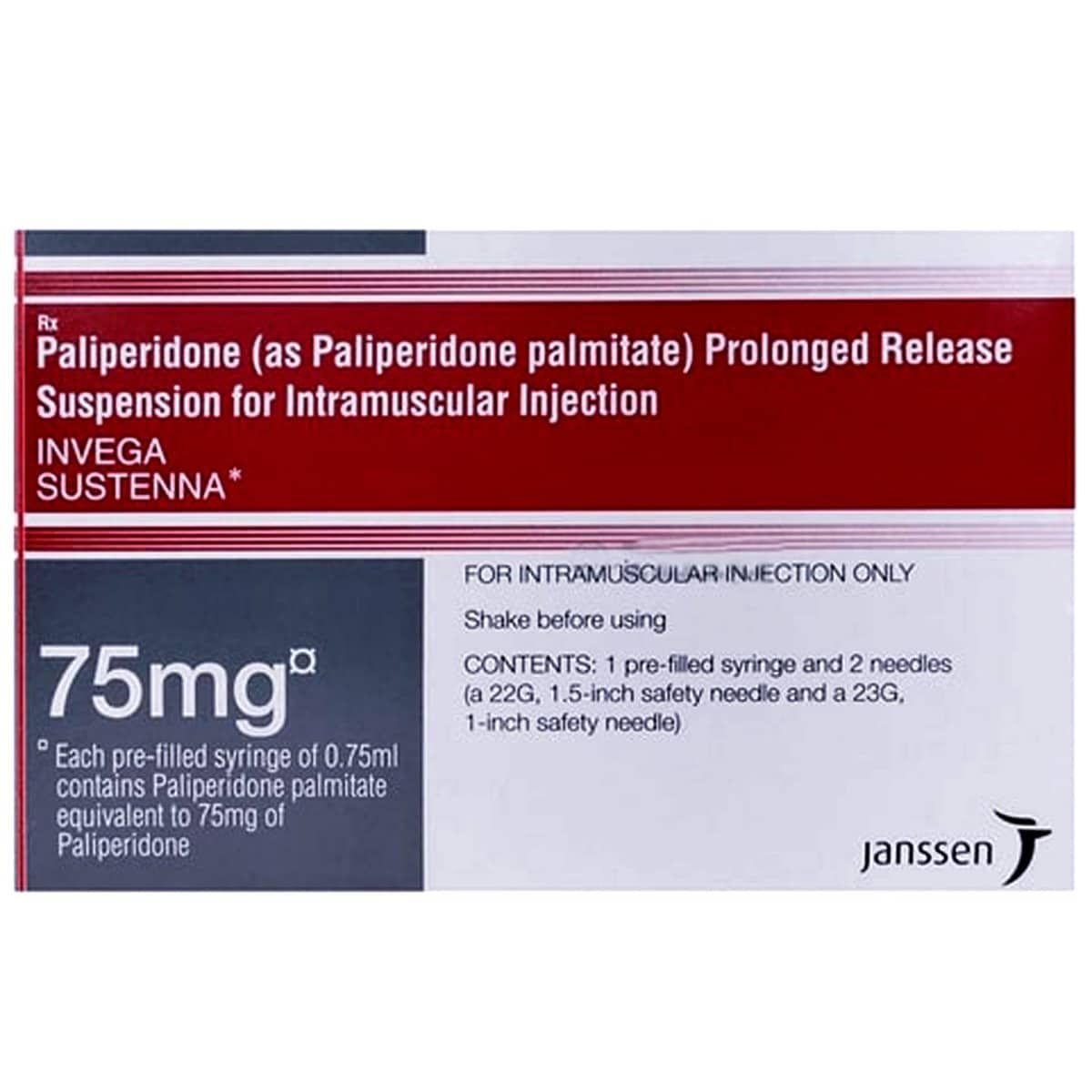 Invega Sustenna 75mg Injection 1's, Pack of 1 INJECTION Invega Sustenna 75mg Injection 1's, Pack of 1 INJECTION