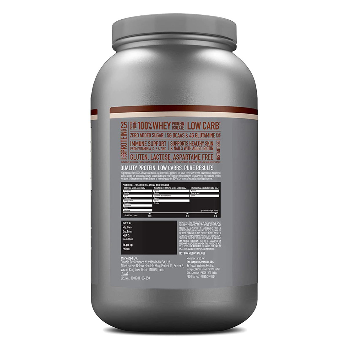 Isopure Less Than 1.5 gm Carbs 100% Whey Protein Isolate Cookies & Cream Flavour Powder, 2.20 lb, Pack of 1 Isopure Less Than 1.5 gm Carbs 100% Whey Protein Isolate Cookies & Cream Flavour Powder, 2.20 lb, Pack of 1