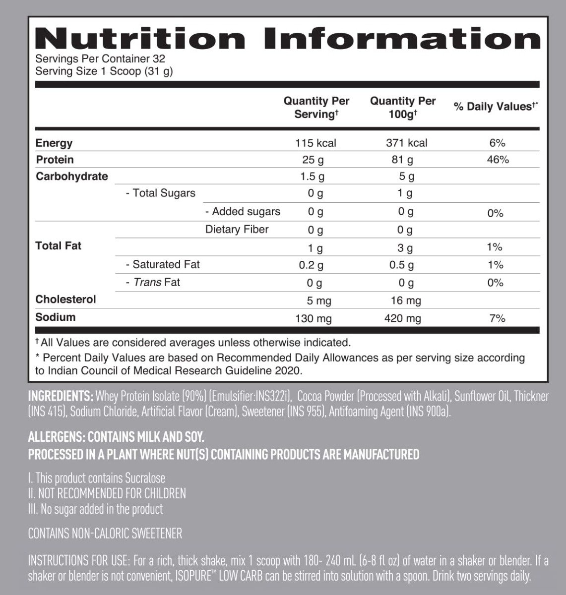 Isopure Low Carb 100% Whey Protein Isolate Dutch Chocolate Flavour Powder, 2.20 lb, Pack of 1 Isopure Low Carb 100% Whey Protein Isolate Dutch Chocolate Flavour Powder, 2.20 lb, Pack of 1