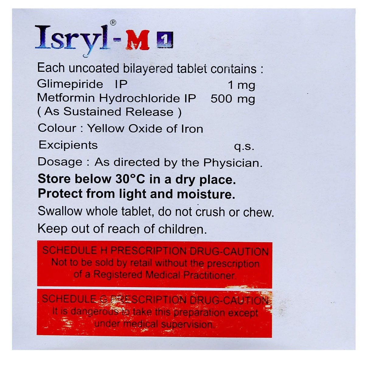 Isryl-M1 Tablet 15's, Pack of 15 TABLETS Isryl-M1 Tablet 15's, Pack of 15 TABLETS