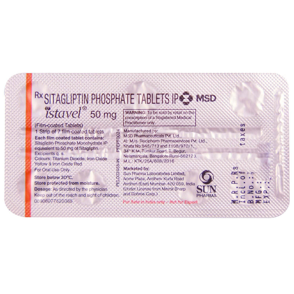 Istavel 50 mg Tablet 7's, Pack of 7 TABLETS Istavel 50 mg Tablet 7's, Pack of 7 TABLETS