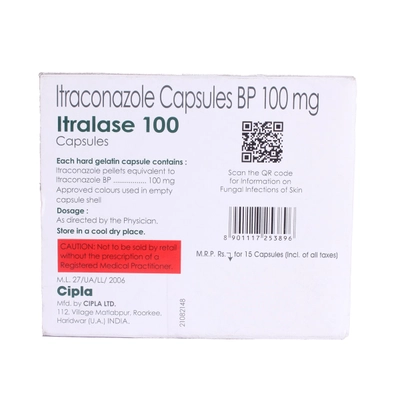 Itralase 100 Capsule 15's, Pack of 15 CapsuleS