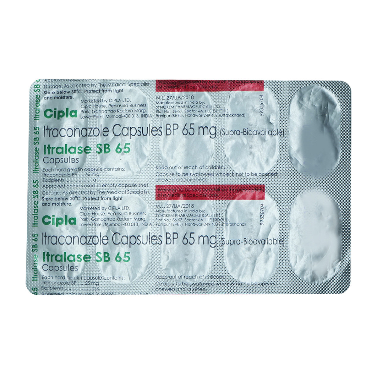 Itralase SB 65 Capsule 10's, Pack of 10 CapsuleS Itralase SB 65 Capsule 10's, Pack of 10 CapsuleS