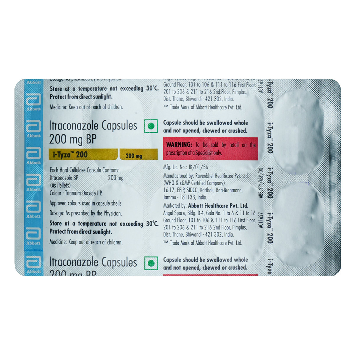 I-Tyza 200 Capsule 10's, Pack of 10 CAPSULES I-Tyza 200 Capsule 10's, Pack of 10 CAPSULES