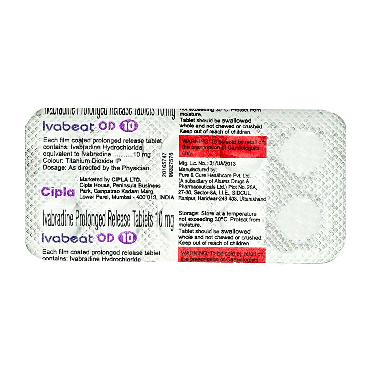 Ivabeat OD 10 Tablet 10's, Pack of 10 TABLETS Ivabeat OD 10 Tablet 10's, Pack of 10 TABLETS