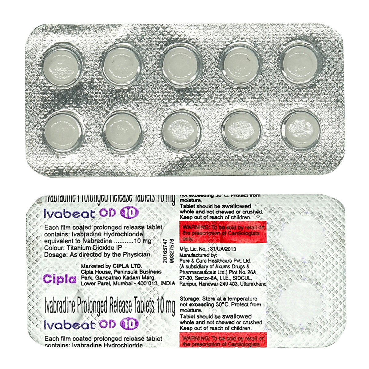 Ivabeat OD 10 Tablet 10's, Pack of 10 TABLETS Ivabeat OD 10 Tablet 10's, Pack of 10 TABLETS