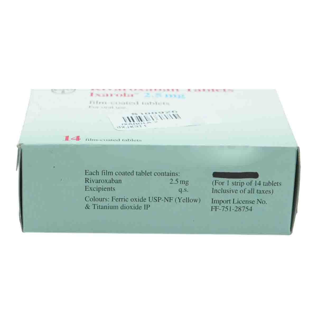 Ixarola 2.5 mg Tablet 14's, Pack of 14 TABLETS Ixarola 2.5 mg Tablet 14's, Pack of 14 TABLETS