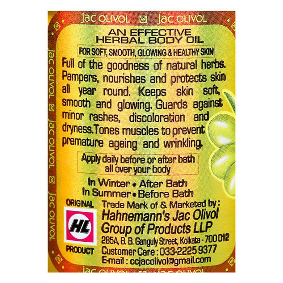 Jac Olivol Body Oil 200 ml | With Italian Olive Oil | For Soft, Smooth, Glowing & Healthy Skin, Pack of 1 Jac Olivol Body Oil 200 ml | With Italian Olive Oil | For Soft, Smooth, Glowing & Healthy Skin, Pack of 1