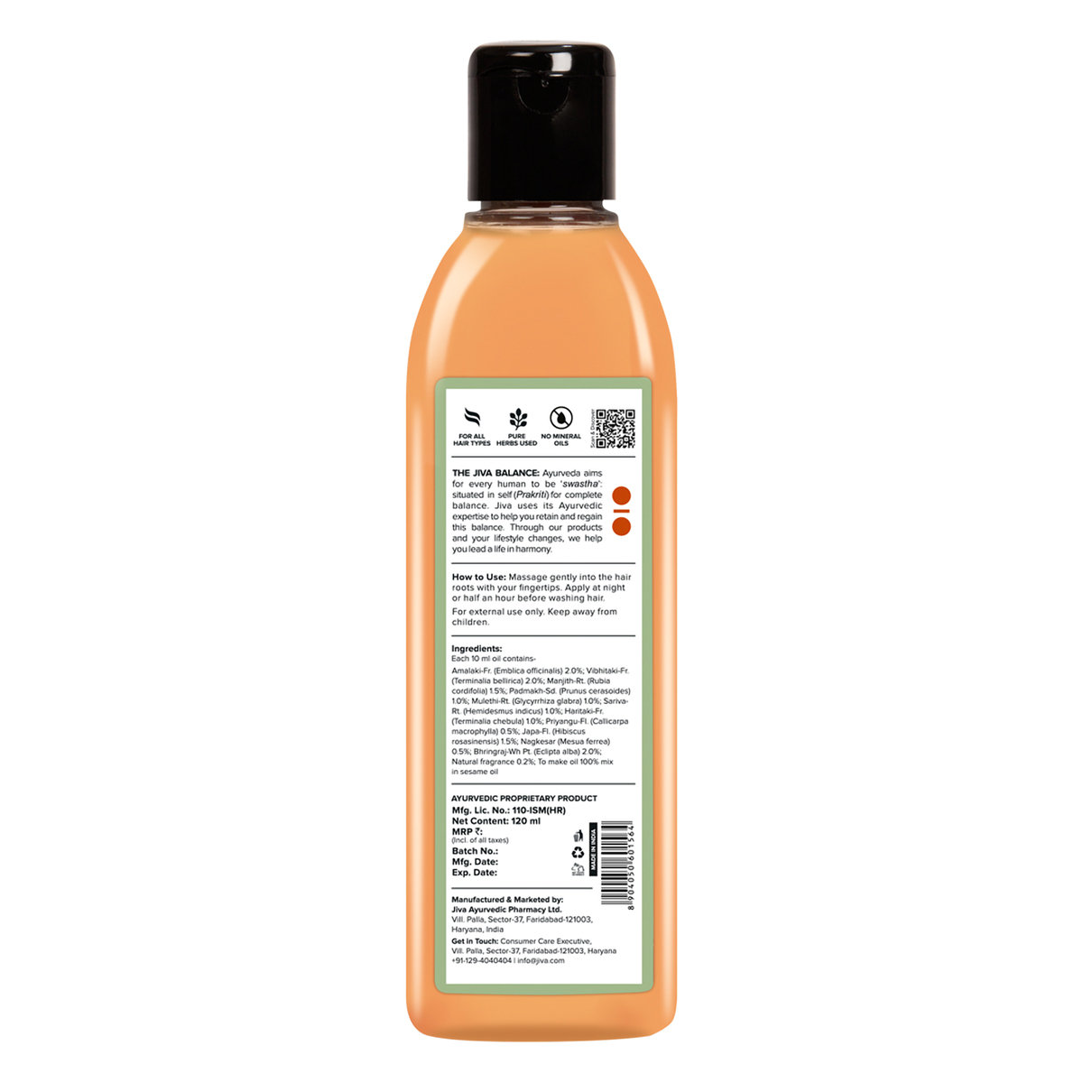 Jiva Bhringraj Hair Oil, 120 ml, Pack of 1 Jiva Bhringraj Hair Oil, 120 ml, Pack of 1