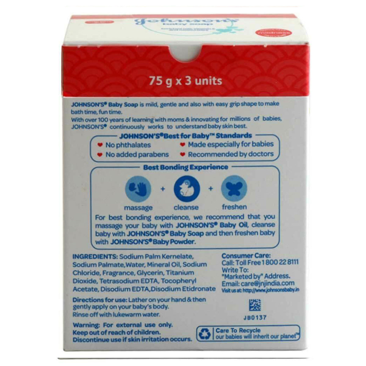 Johnson's Baby Soap, 225 gm (3 x 75 gm), Pack of 1 Johnson's Baby Soap, 225 gm (3 x 75 gm), Pack of 1