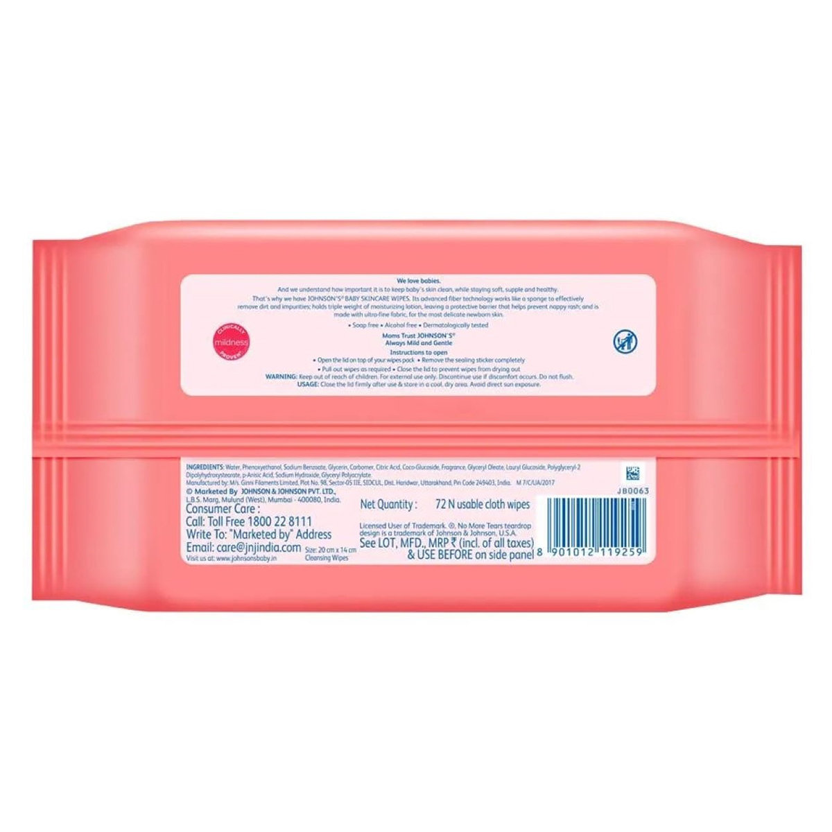 Johnson's Baby Skincare Wipes, 72 Count, Pack of 1 Johnson's Baby Skincare Wipes, 72 Count, Pack of 1