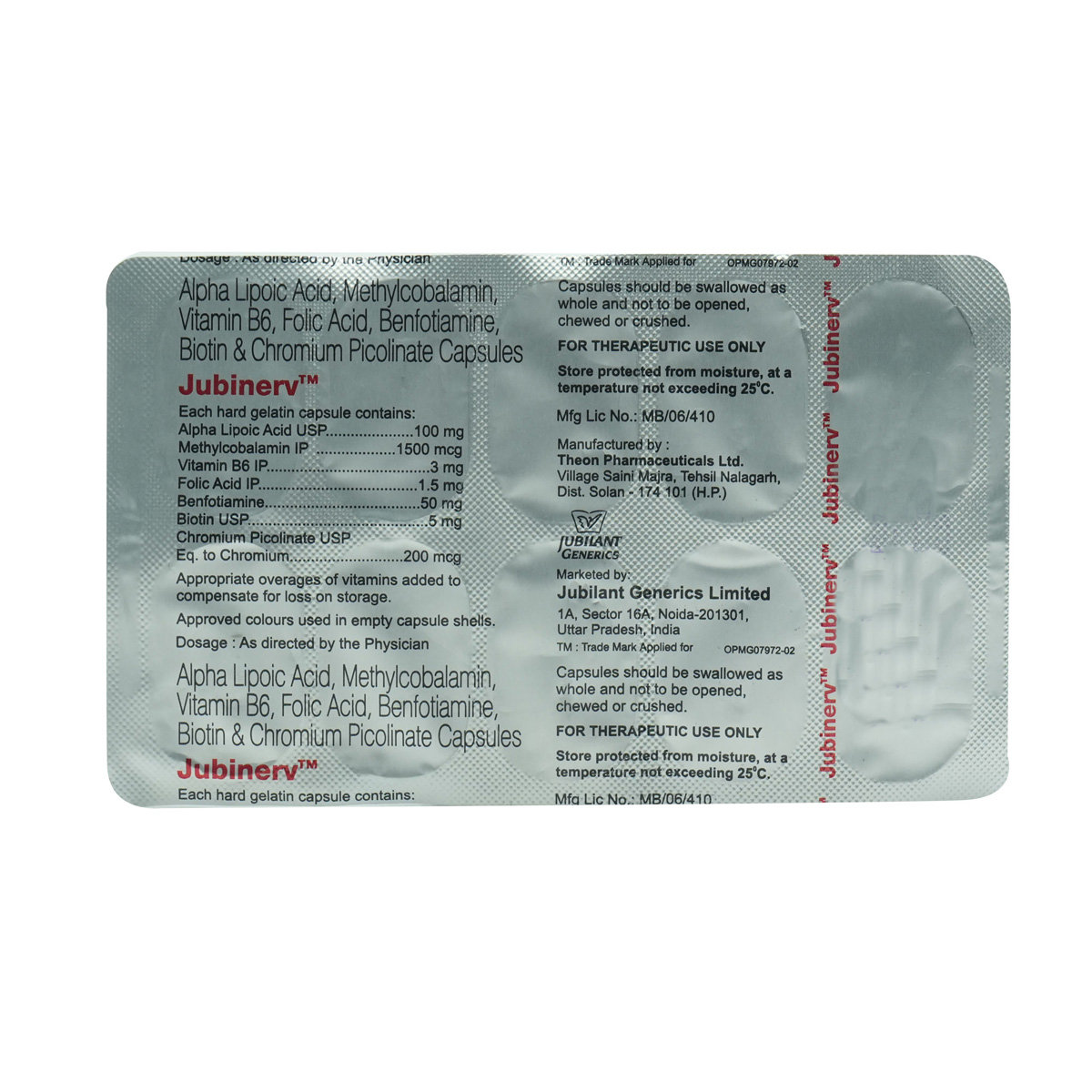 Jubinerv Capsule 10's, Pack of 10 Jubinerv Capsule 10's, Pack of 10