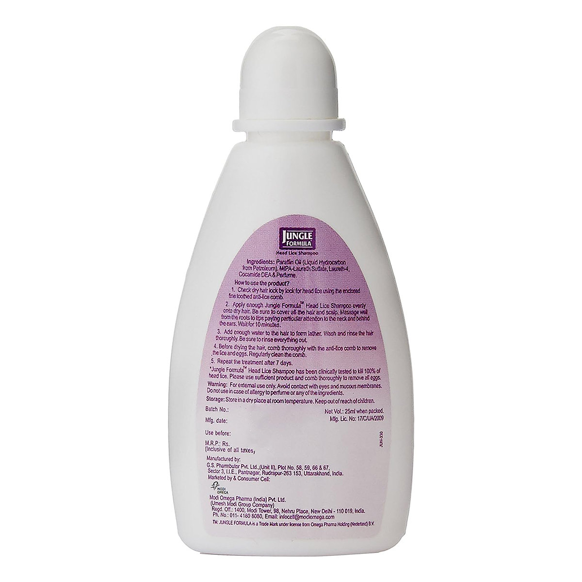 Jungle Formula Head Lice Shampoo 25ml, Pack of 1 Jungle Formula Head Lice Shampoo 25ml, Pack of 1