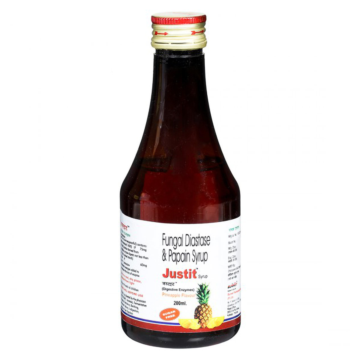 Justit Sugar Free Pineapple Syrup 200 ml, Pack of 1 Liquid Justit Sugar Free Pineapple Syrup 200 ml, Pack of 1 Liquid