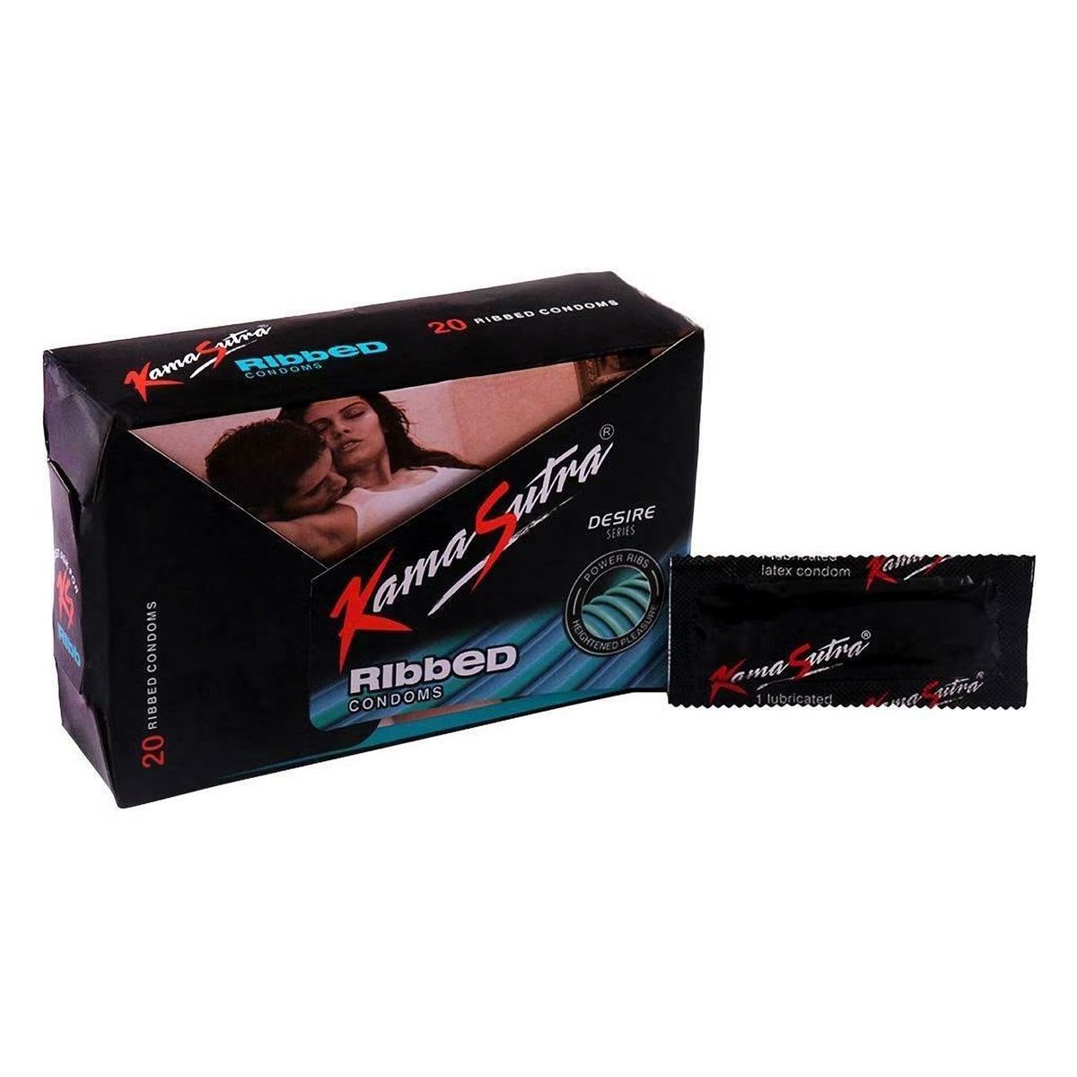 Kamasutra Ribbed Condoms, 20 Count, Pack of 1 Kamasutra Ribbed Condoms, 20 Count, Pack of 1