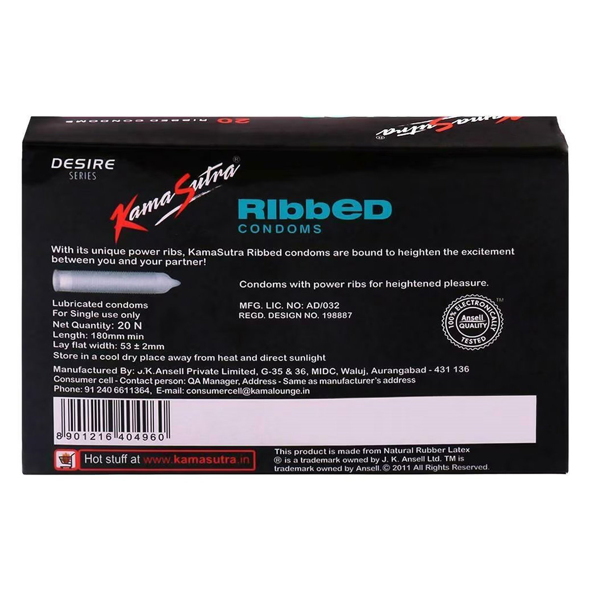 Kamasutra Ribbed Condoms, 20 Count, Pack of 1 Kamasutra Ribbed Condoms, 20 Count, Pack of 1