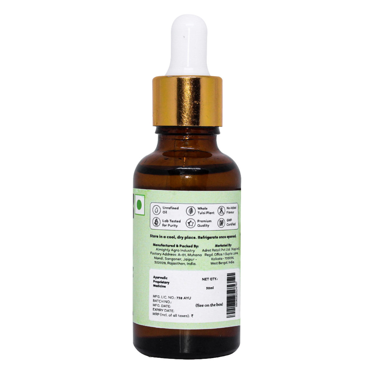 Kapiva Pure Tulsi Ark Drops, 30 ml, Pack of 1 Kapiva Pure Tulsi Ark Drops, 30 ml, Pack of 1