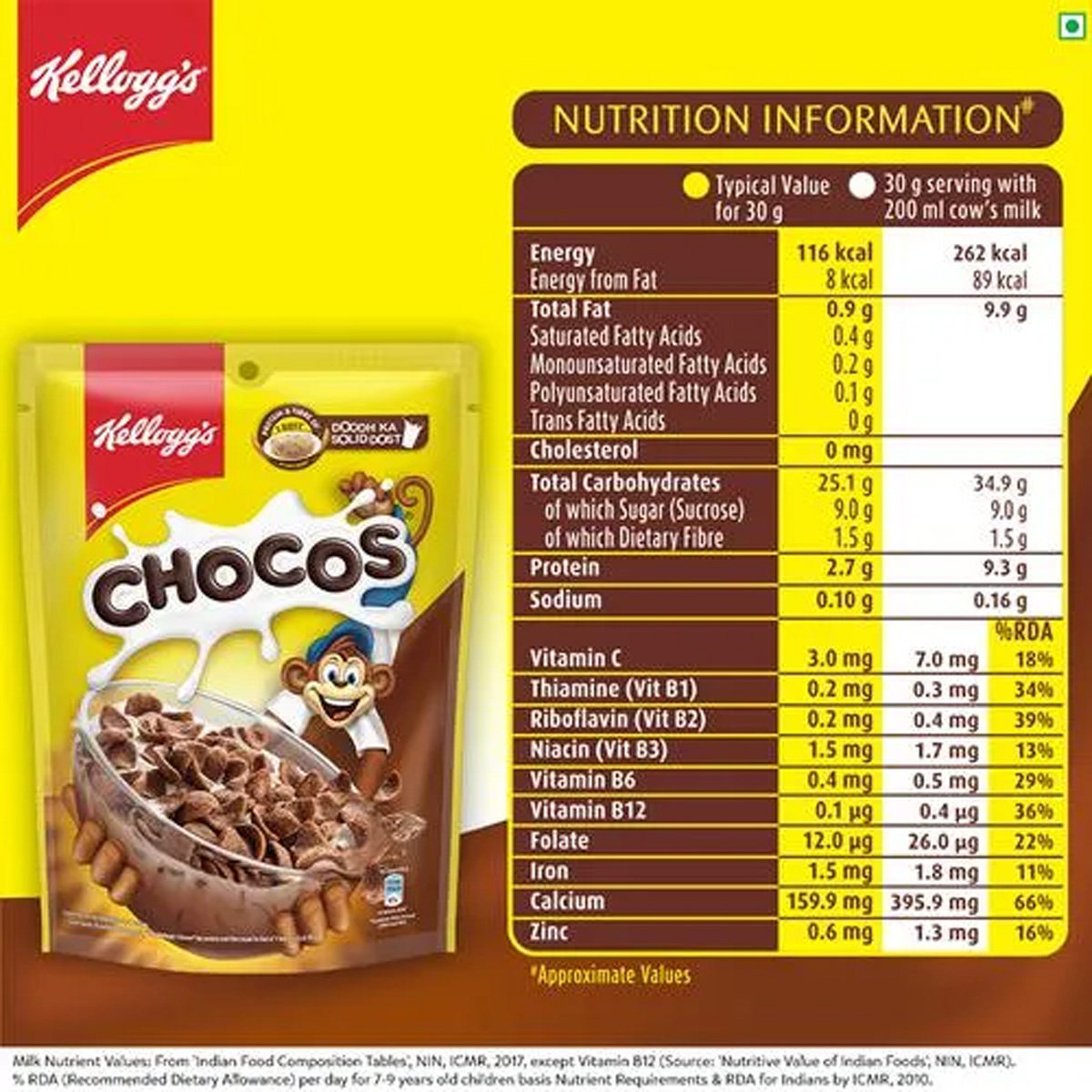 Kellogg's Chocos Flakes, 250 gm, Pack of 1 Kellogg's Chocos Flakes, 250 gm, Pack of 1