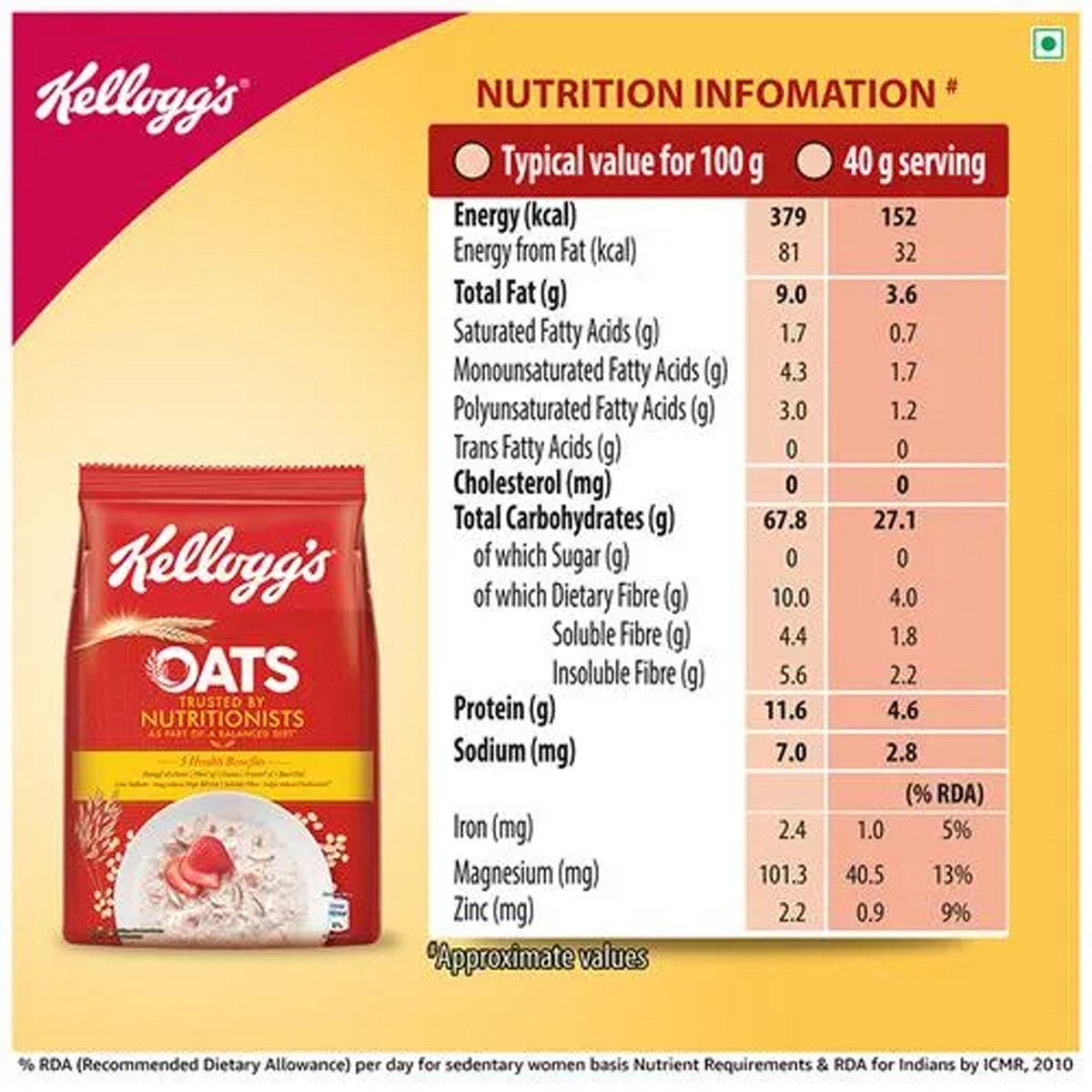 Kellogg's Oats, 400 gm, Pack of 1 Kellogg's Oats, 400 gm, Pack of 1