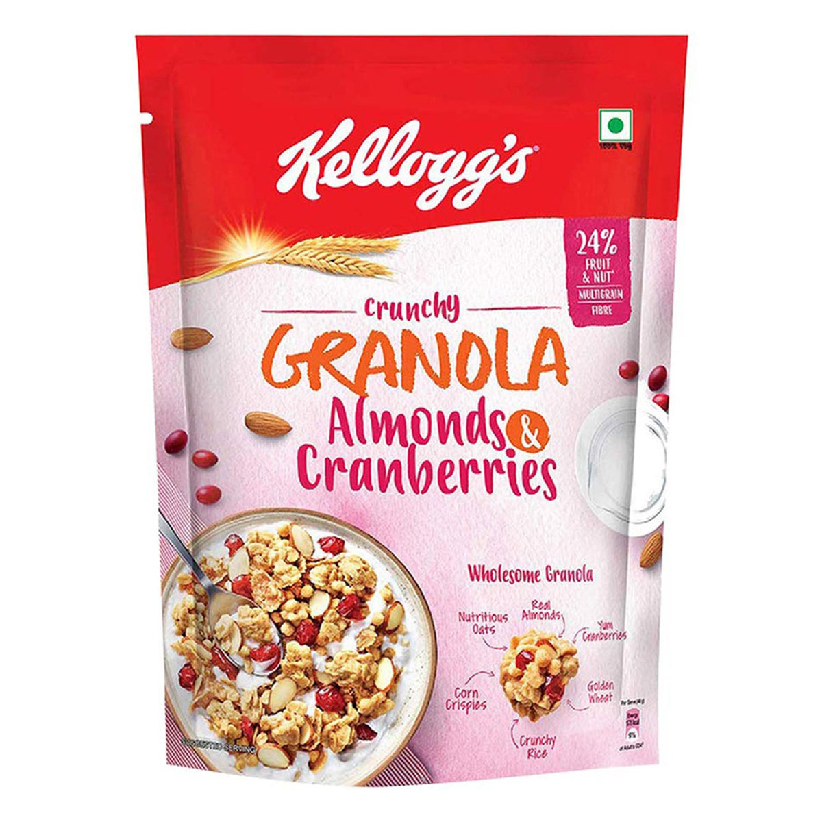 Kellogg's Almonds & Cranberries Crunchy Granola, 460 gm, Pack of 1 Kellogg's Almonds & Cranberries Crunchy Granola, 460 gm, Pack of 1