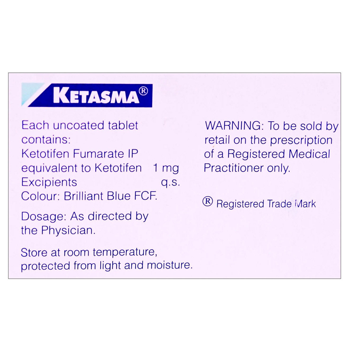 Ketasma Tablet 10's, Pack of 10 TABLETS Ketasma Tablet 10's, Pack of 10 TABLETS