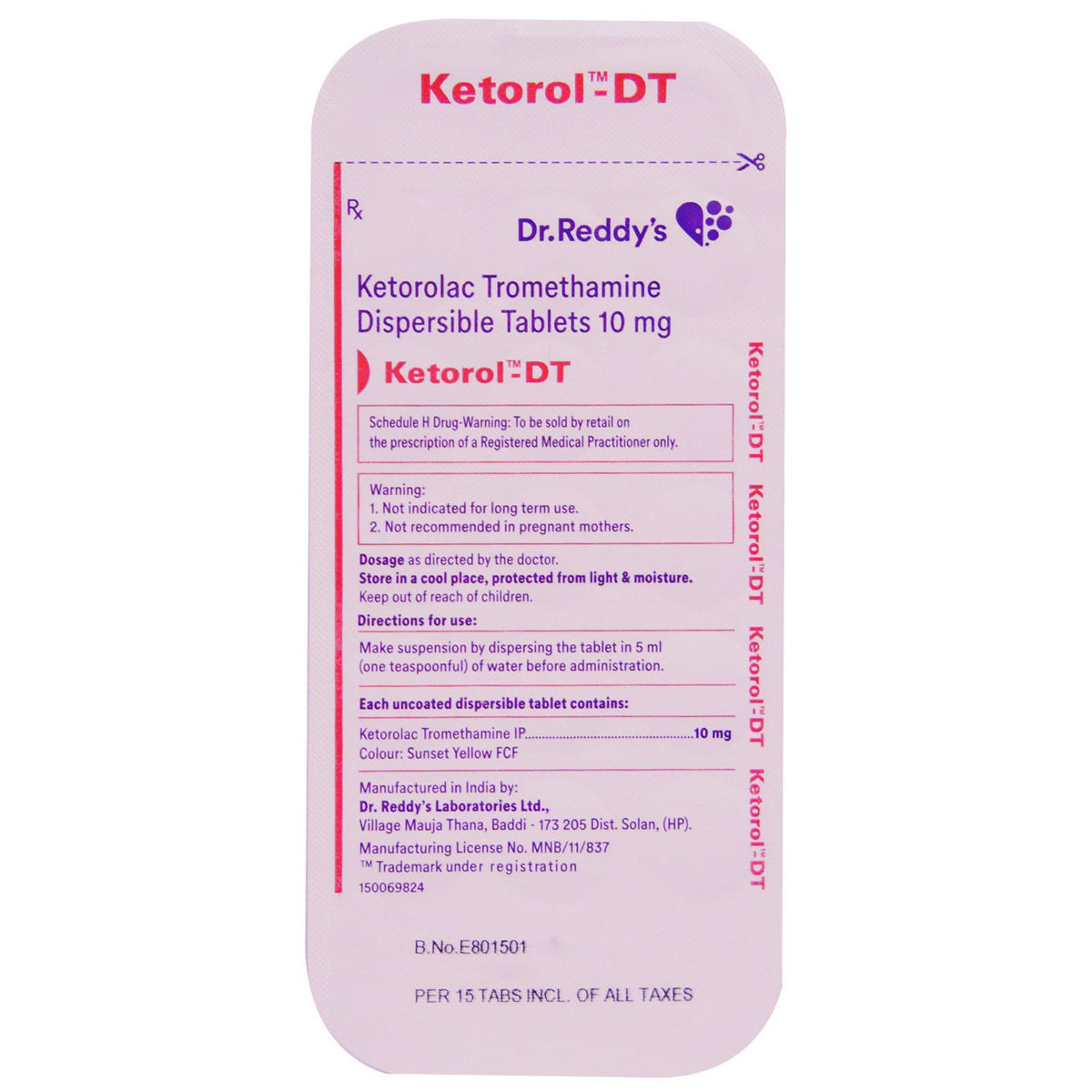 Ketorol-DT Tablet 15's, Pack of 15 TABLETS Ketorol-DT Tablet 15's, Pack of 15 TABLETS