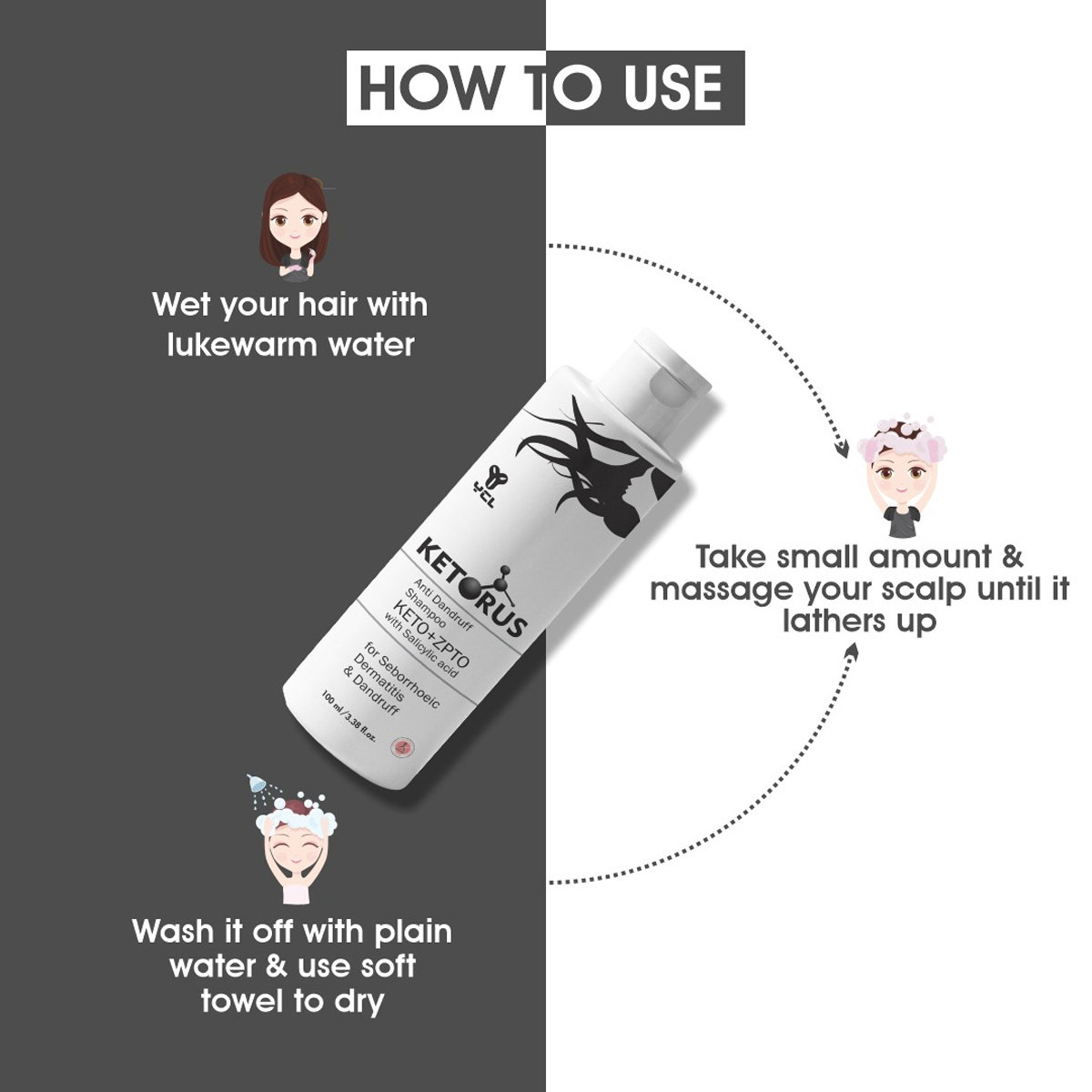 Ketorus Anti Dandruff Shampoo 100 ml, Pack of 1 SHAMPOO Ketorus Anti Dandruff Shampoo 100 ml, Pack of 1 SHAMPOO