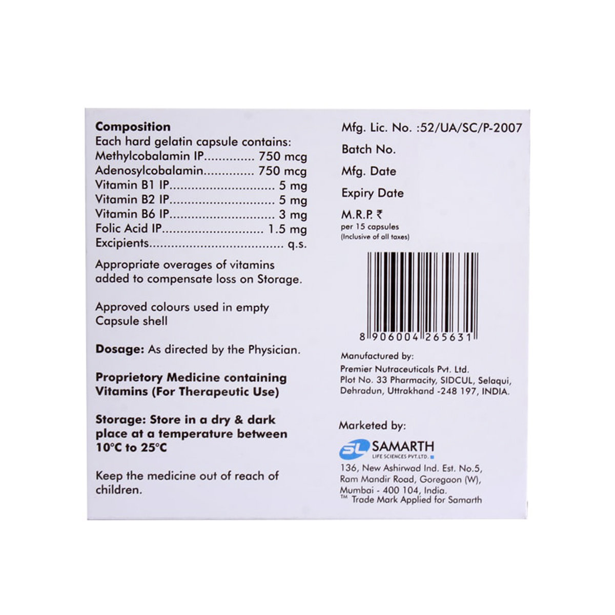 Key B12 Capsule 15's, Pack of 15 CAPSULES Key B12 Capsule 15's, Pack of 15 CAPSULES