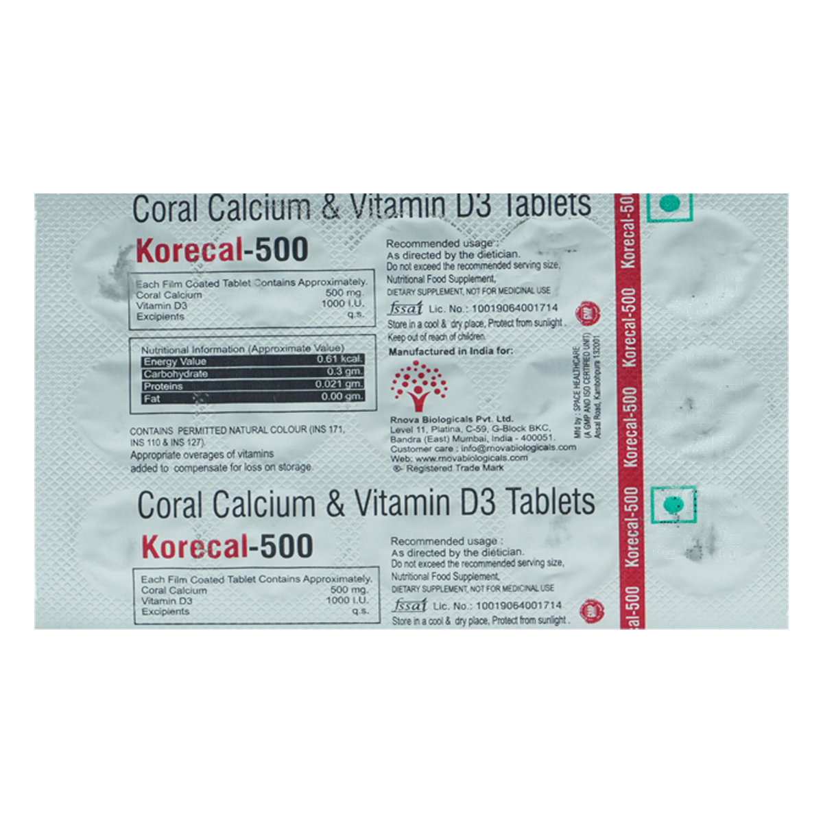 Korecal-500 Tablet 10's, Pack of 10 TabletS Korecal-500 Tablet 10's, Pack of 10 TabletS
