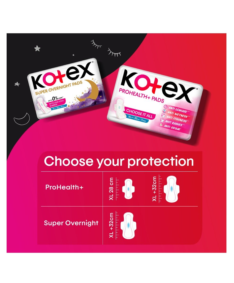 Kotex Prohealth+ Sanitary Pads XL, 40 Count, Pack of 1 Kotex Prohealth+ Sanitary Pads XL, 40 Count, Pack of 1