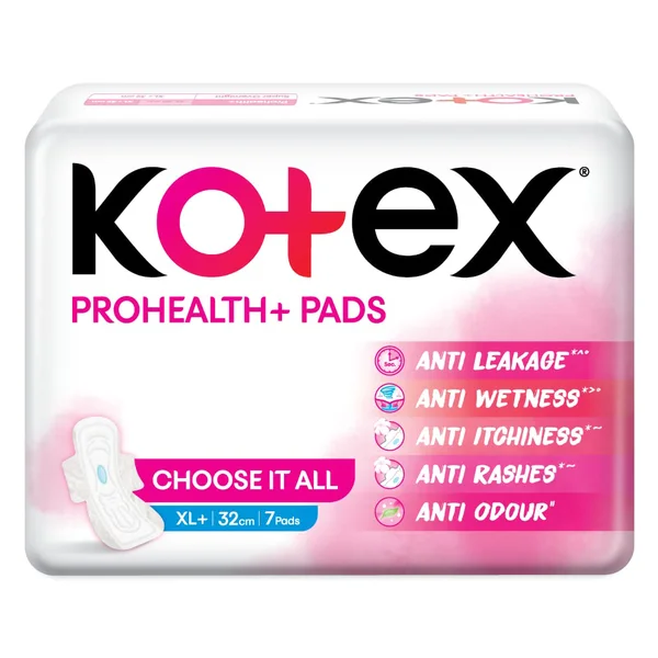 Kotex Prohealth+ Sanitary Pads XL+, 7 Count, Pack of 1