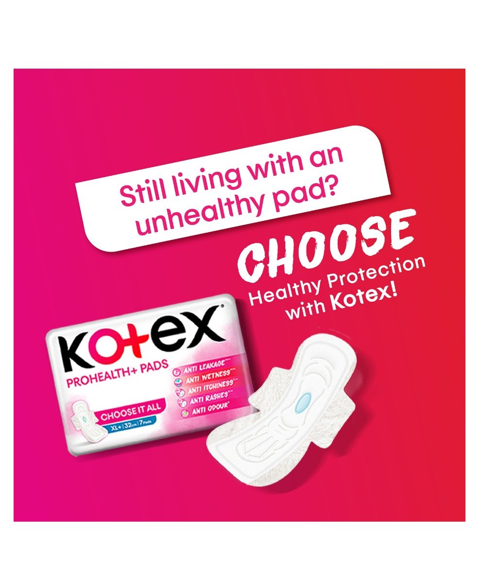 Kotex Prohealth+ Sanitary Pads XL+, 26 Count, Pack of 1 Kotex Prohealth+ Sanitary Pads XL+, 26 Count, Pack of 1