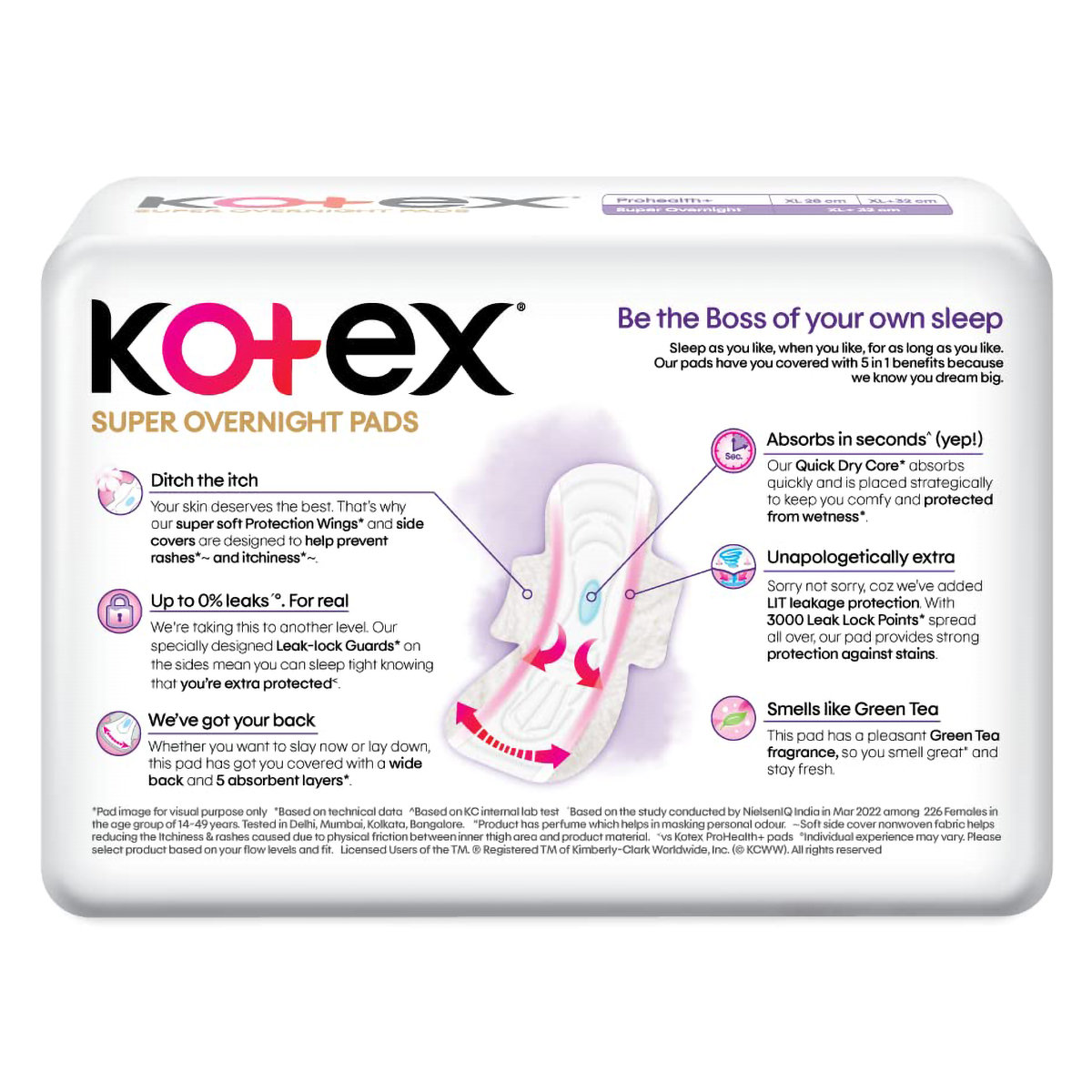 Kotex Super Overnight Sanitary Pads XL+, 26 Count, Pack of 1 Kotex Super Overnight Sanitary Pads XL+, 26 Count, Pack of 1