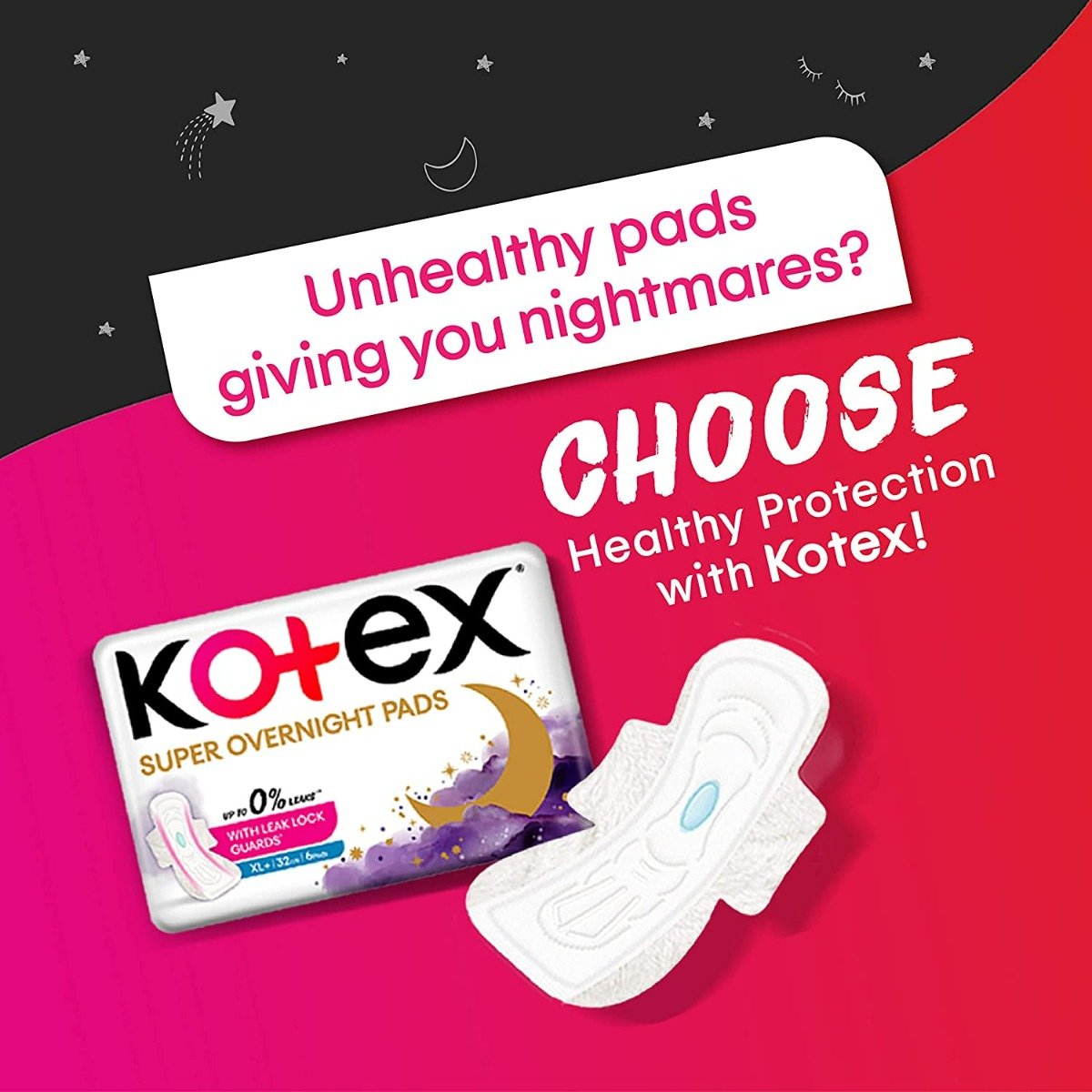 Kotex Super Overnight Sanitary Pads XL+, 26 Count, Pack of 1 Kotex Super Overnight Sanitary Pads XL+, 26 Count, Pack of 1