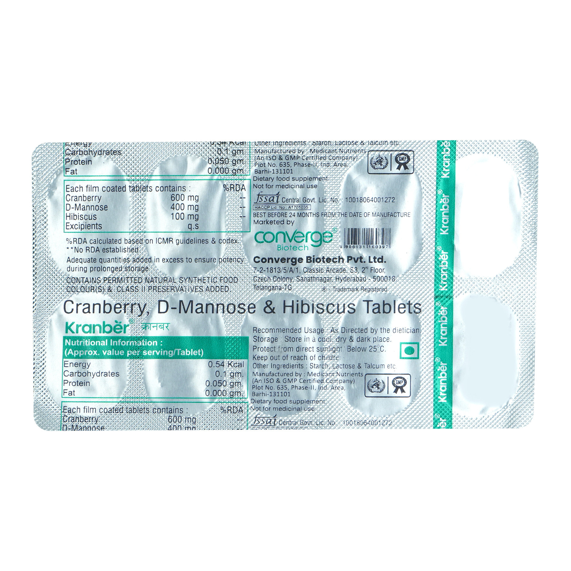 Kranber Tablet 10's, Pack of 10 TabletS Kranber Tablet 10's, Pack of 10 TabletS