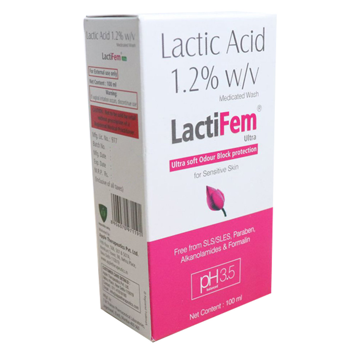 Lactifem Ultra 1.2% Medicated Wash 100 ml, Pack of 1 Lactifem Ultra 1.2% Medicated Wash 100 ml, Pack of 1