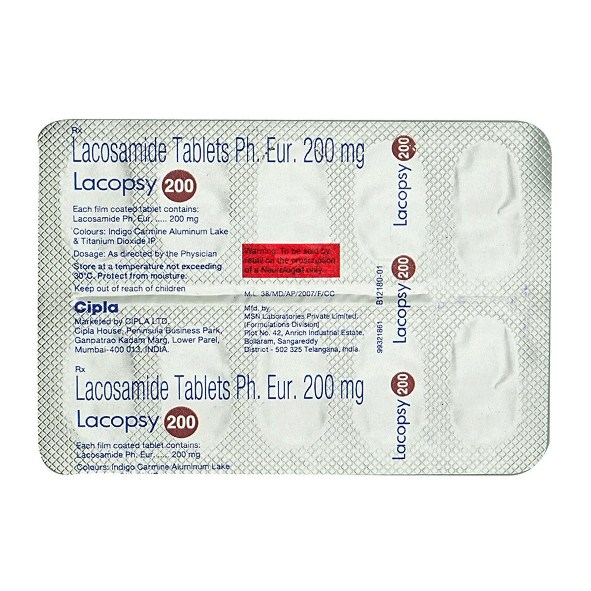 Buy Lacopsy 200mg Tablet 10's Online