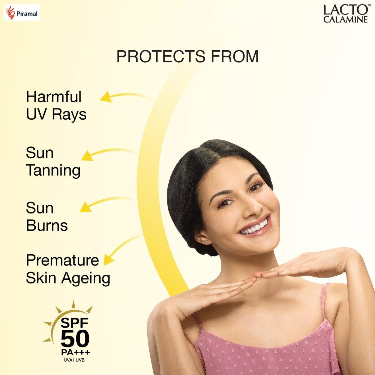 Lacto Calamine SPF 50 PA+++ UVA/UVB Sunscreen Lotion, 50 gm, Pack of 1 Lacto Calamine SPF 50 PA+++ UVA/UVB Sunscreen Lotion, 50 gm, Pack of 1