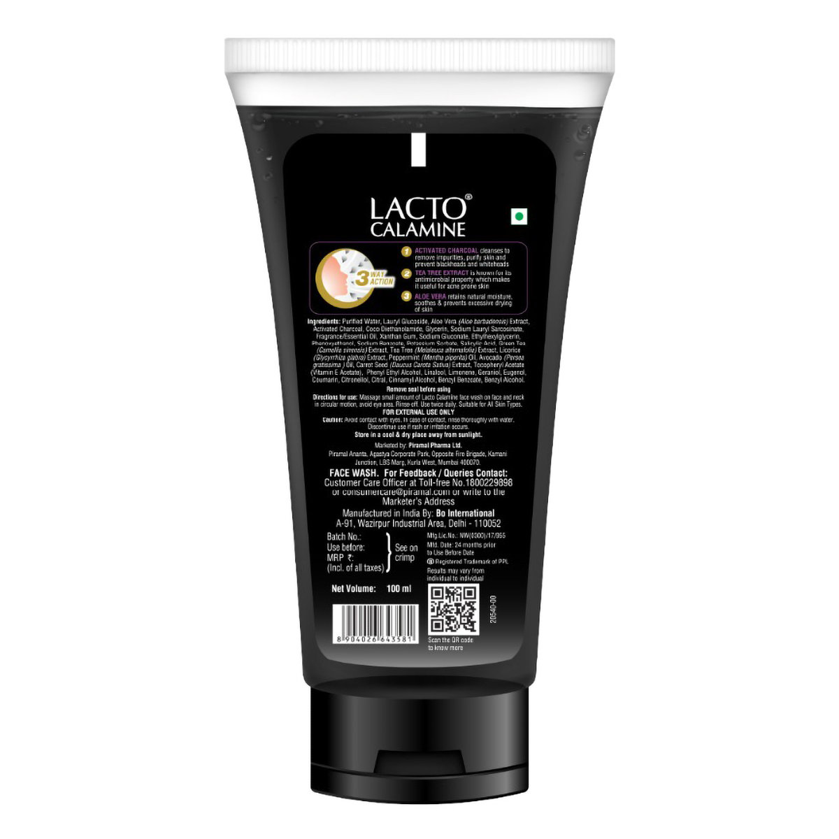 Lacto Calamine Face Wash 100 ml | With Activated Charcoal, Aloe Vera & Tea Tree Extract | For Deep Skin Detox | Deep Pore Cleansing | Removes Excess Oil, Impurities, Blackheads & Whiteheads | For All Skin Type, Pack of 1 Lacto Calamine Face Wash 100 ml | With Activated Charcoal, Aloe Vera & Tea Tree Extract | For Deep Skin Detox | Deep Pore Cleansing | Removes Excess Oil, Impurities, Blackheads & Whiteheads | For All Skin Type, Pack of 1