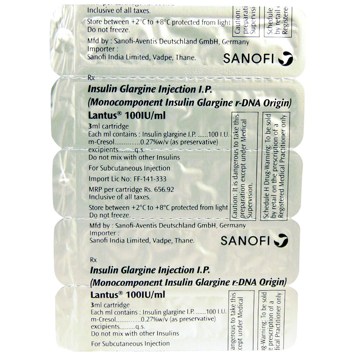 Lantus 100IU/ml Solution for Injection 3 ml, Pack of 1 INJECTION Lantus 100IU/ml Solution for Injection 3 ml, Pack of 1 INJECTION