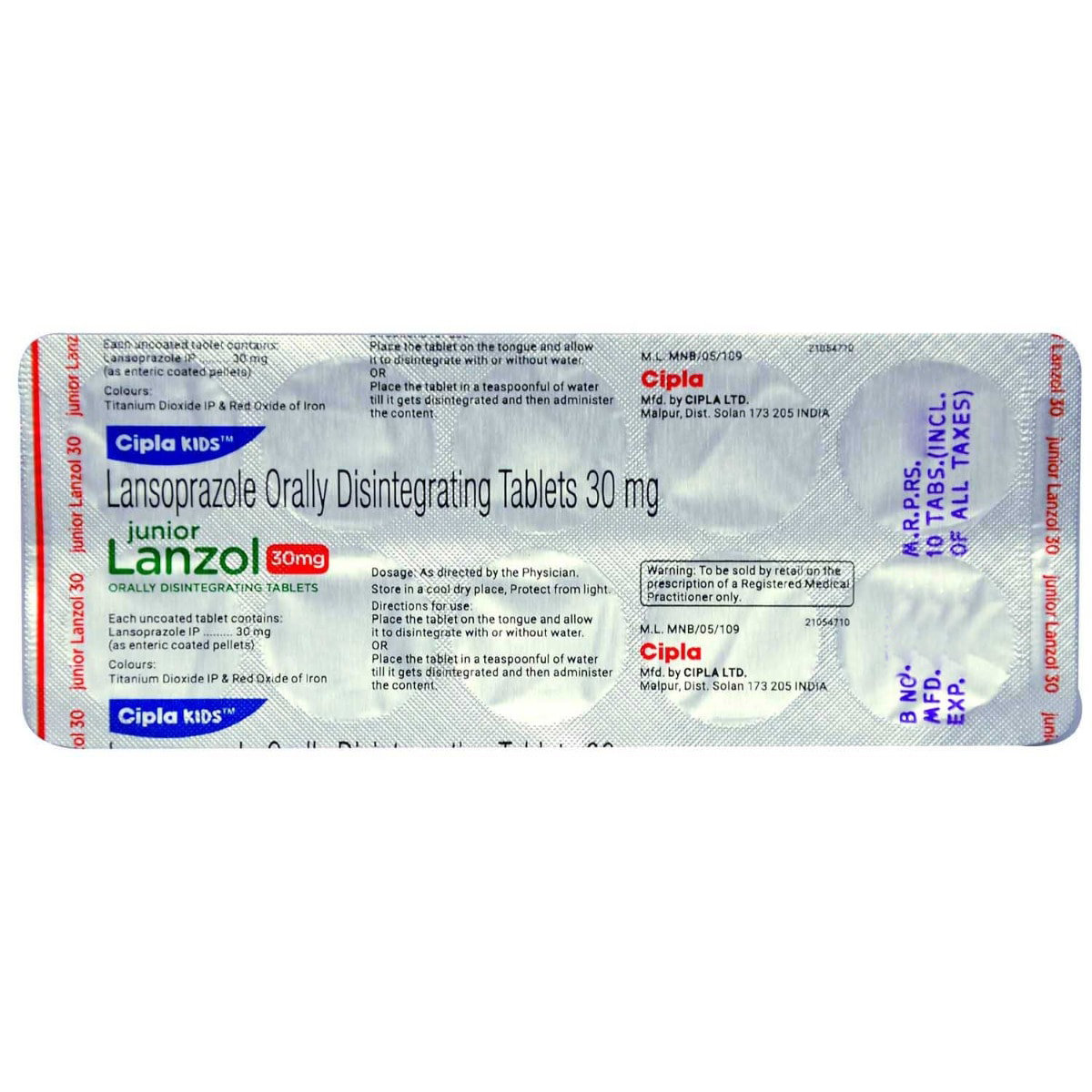 Lanzol Junior 30mg Tablet 10's, Pack of 10 TABLET DTS Lanzol Junior 30mg Tablet 10's, Pack of 10 TABLET DTS