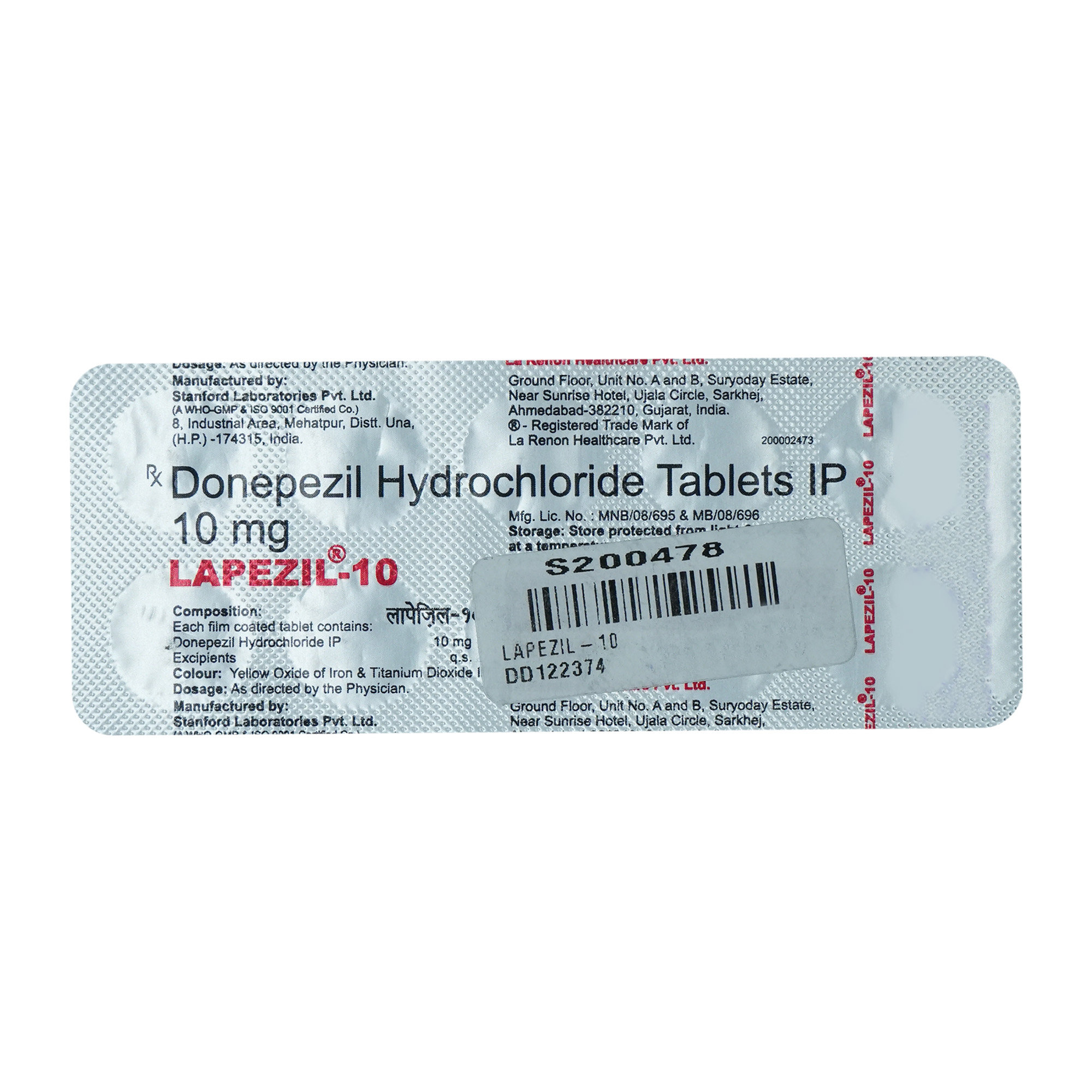 Lapezil 10 Tablet 10's, Pack of 10 TABLETS Lapezil 10 Tablet 10's, Pack of 10 TABLETS