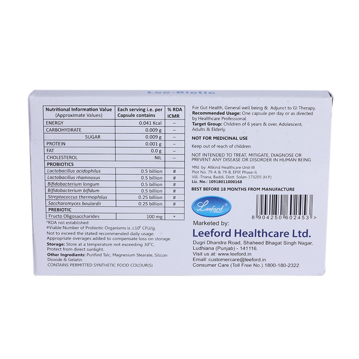 Lee-Biotic Capsule 10's, Pack of 10 Lee-Biotic Capsule 10's, Pack of 10