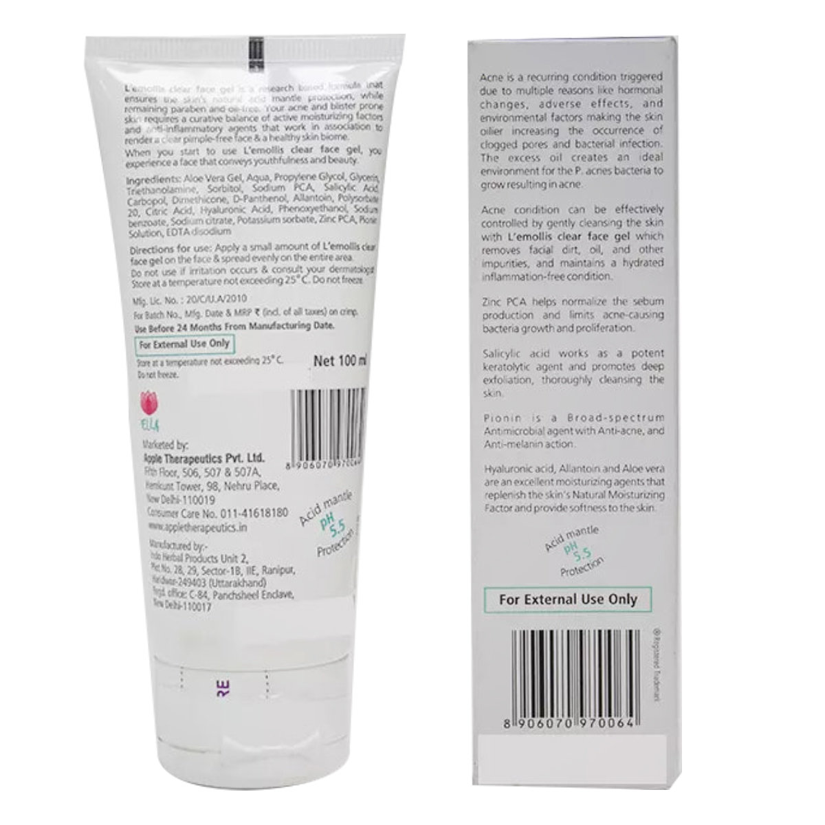 L'emollis Clear Face Gel 100 ml, Pack of 1 L'emollis Clear Face Gel 100 ml, Pack of 1