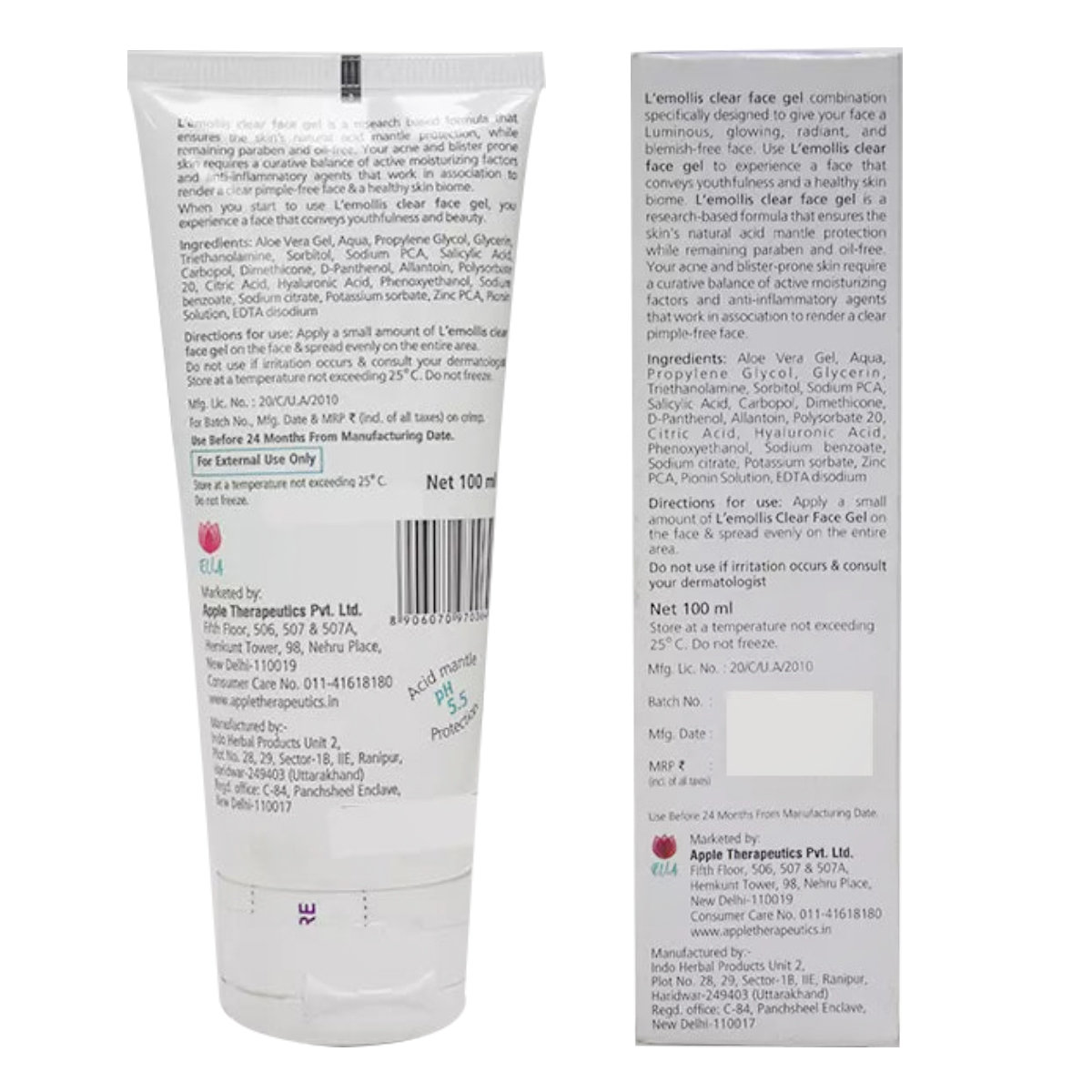 L'emollis Clear Face Gel 100 ml, Pack of 1 L'emollis Clear Face Gel 100 ml, Pack of 1