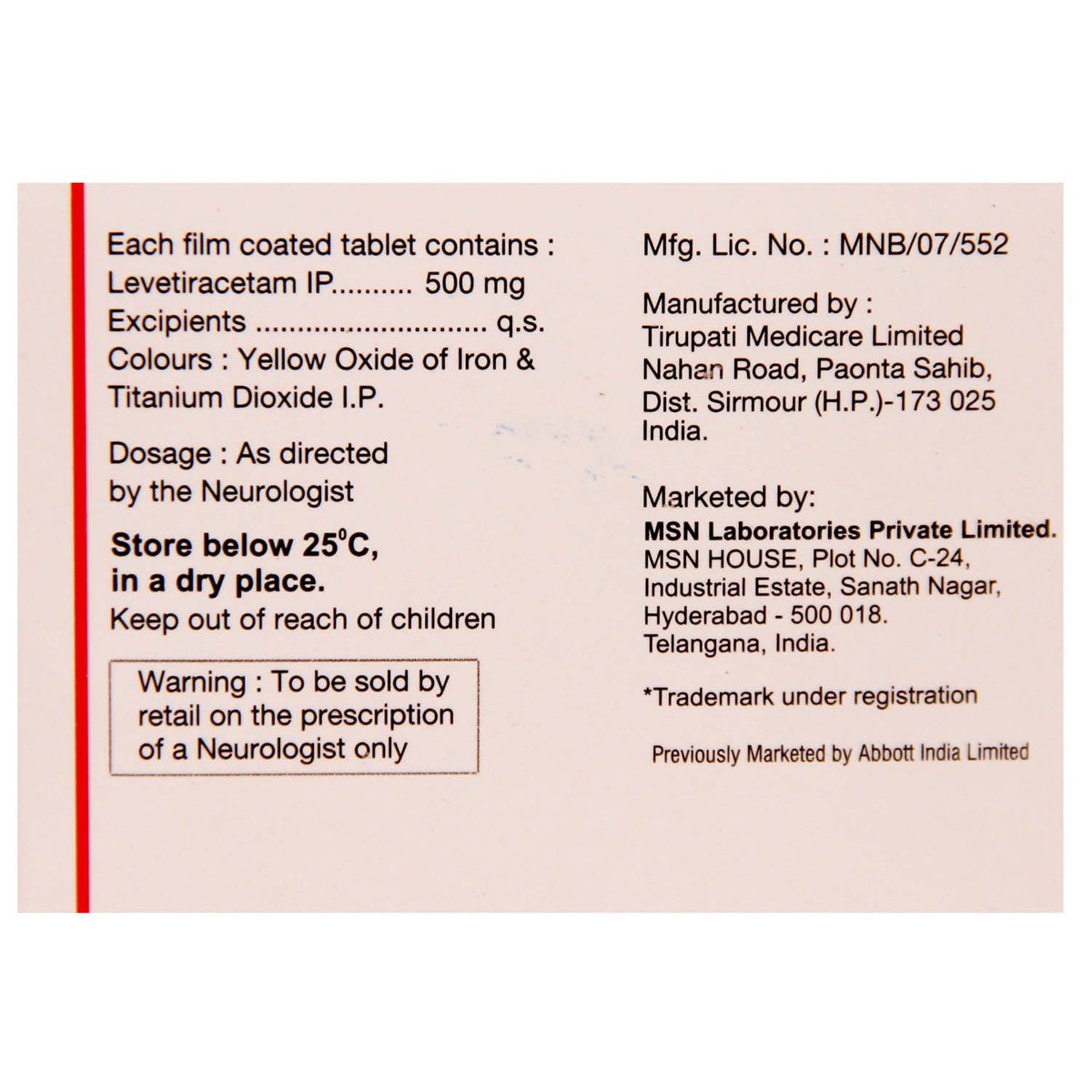 Levilex 500 Tablet 10's, Pack of 10 TabletS Levilex 500 Tablet 10's, Pack of 10 TabletS