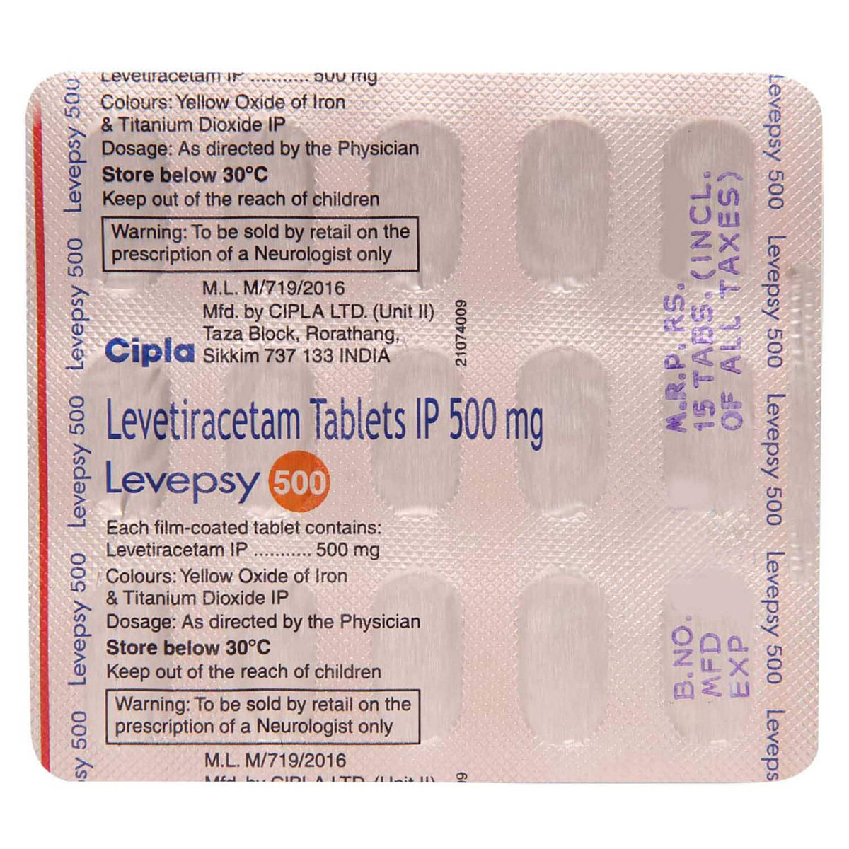 Levepsy 500 Tablet 15's, Pack of 15 TABLETS Levepsy 500 Tablet 15's, Pack of 15 TABLETS