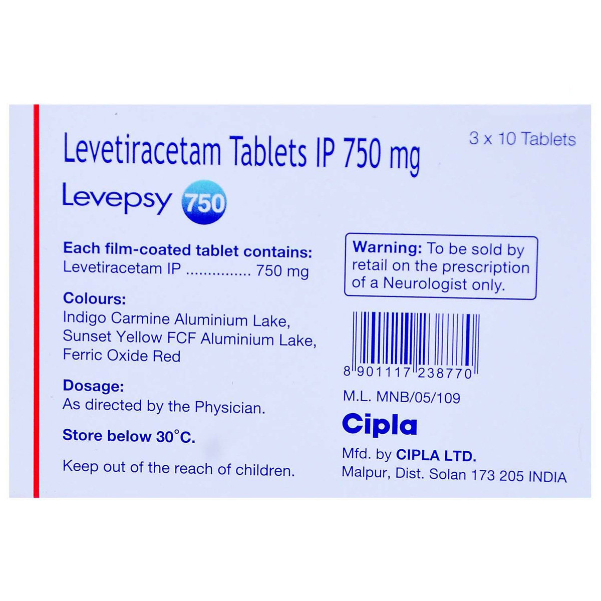 Levepsy 750 Tablet 10's, Pack of 10 TABLETS Levepsy 750 Tablet 10's, Pack of 10 TABLETS